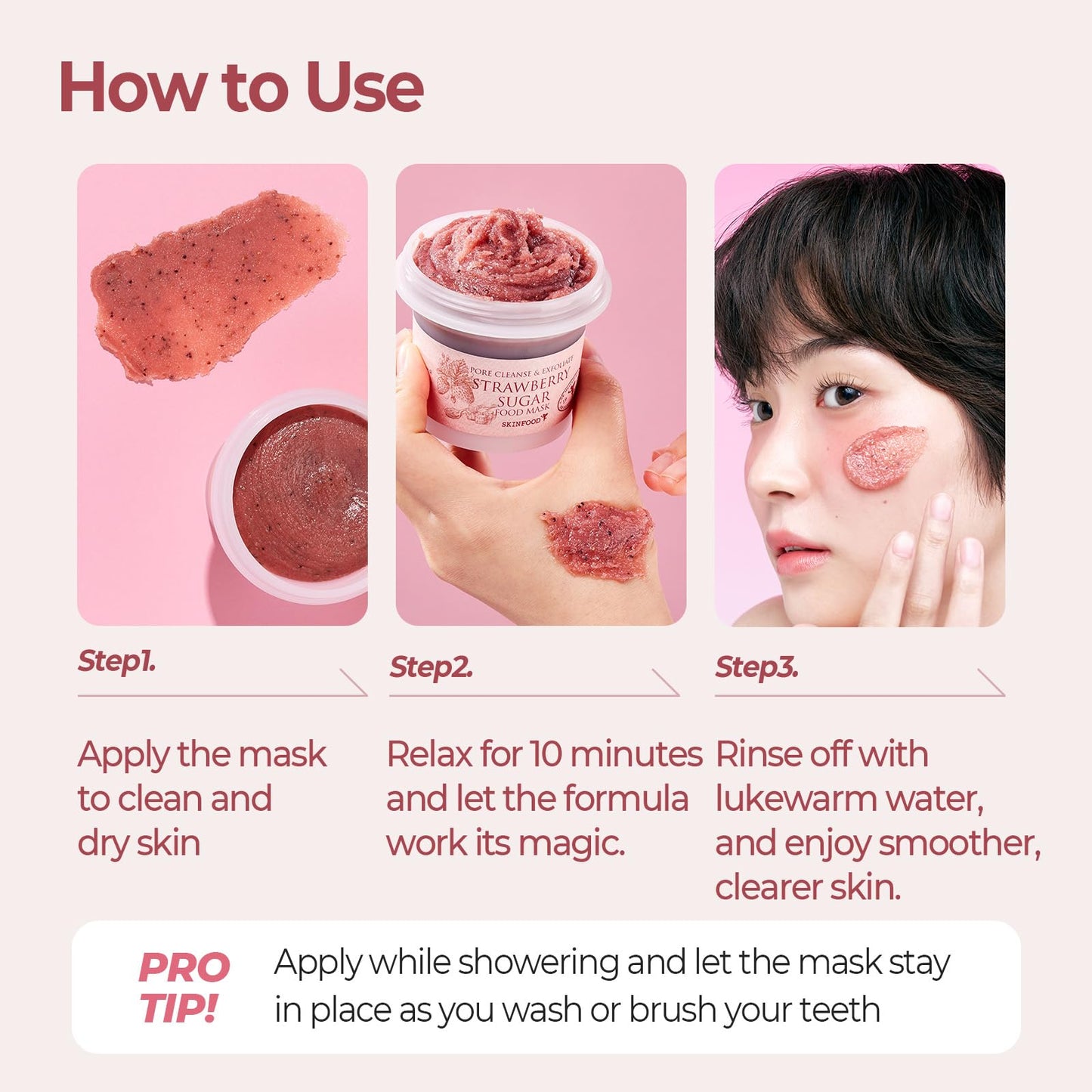 Masque alimentaire au sucre et à la fraise