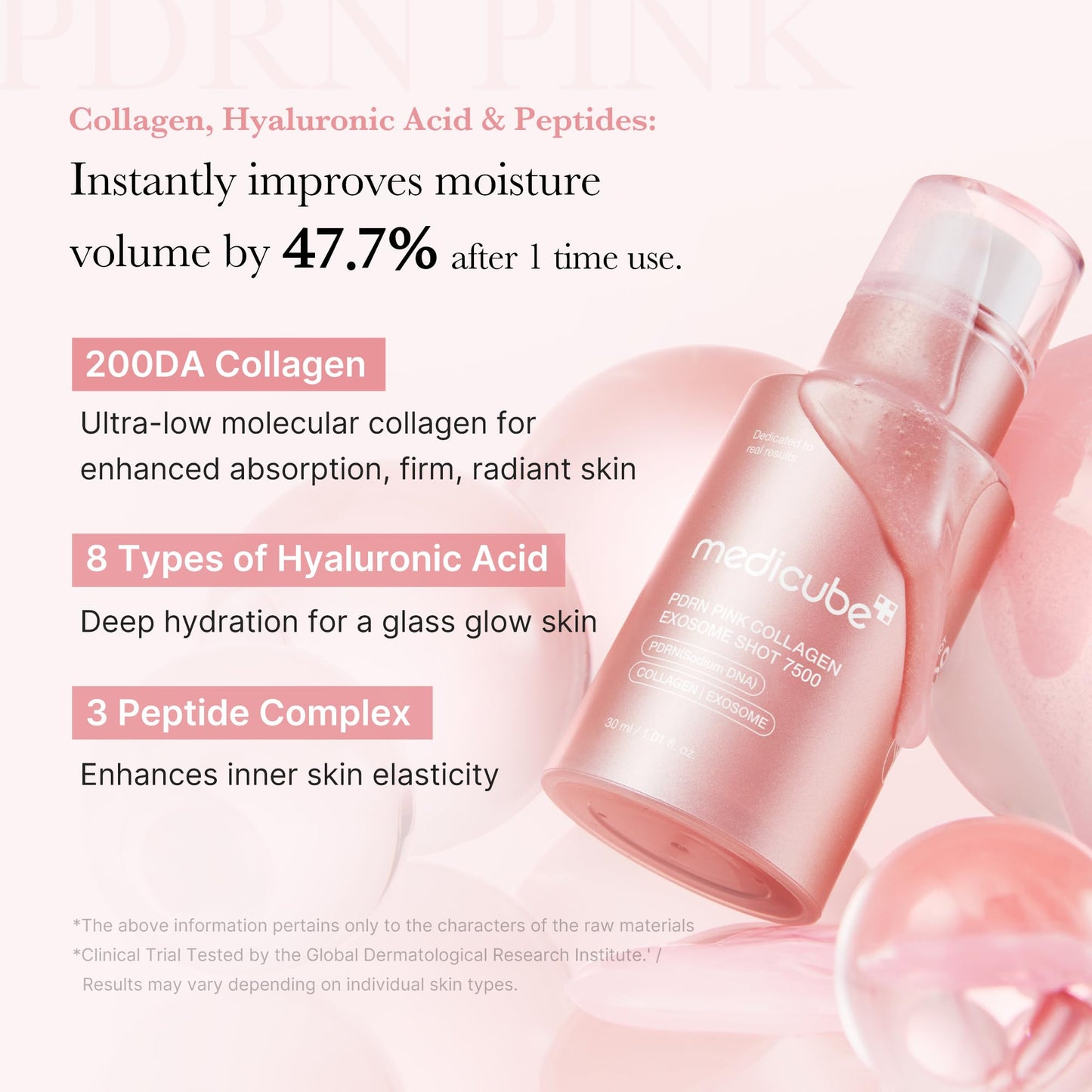 Sérum d'exosomes de collagène rose PDRN 7500 - 30ml