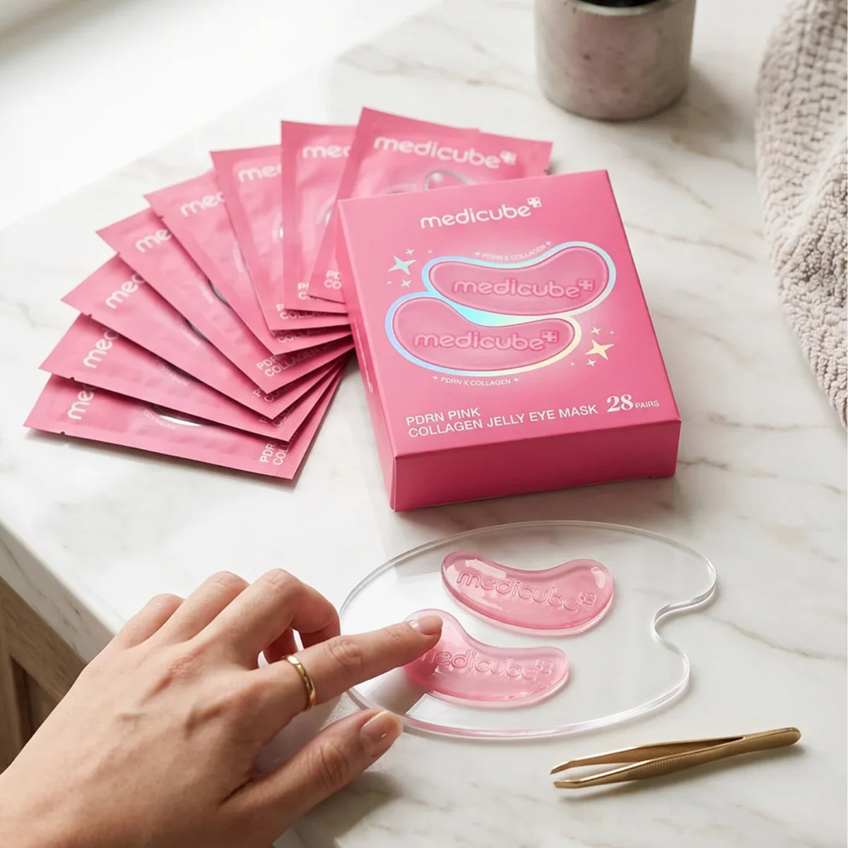 Masque pour les yeux en gelée de collagène rose PDRN - 6 pairees